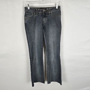 Angels Jeans Juniors 3 Blue Flare Raw Hem Ankle Embordered Sequin Bejeweled